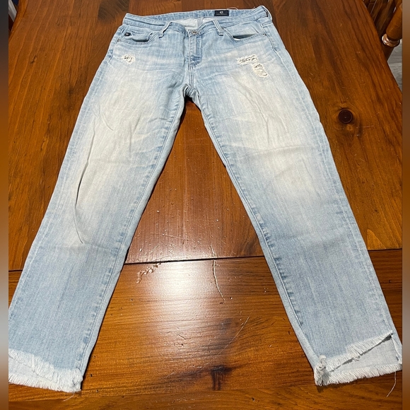 Ag Adriano Goldschmied Denim - Adriano Goldschmied Womens Classic Lace Patch Distressed Raw Hem Ankle Skinny 27